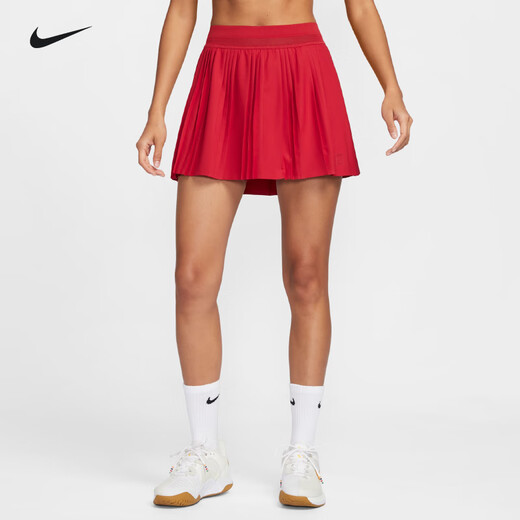 NIKE耐克网球半身裙短裙女速干郑钦文同款新款百褶裙带打底裤防走光 FZ6513-687 新款红色 S