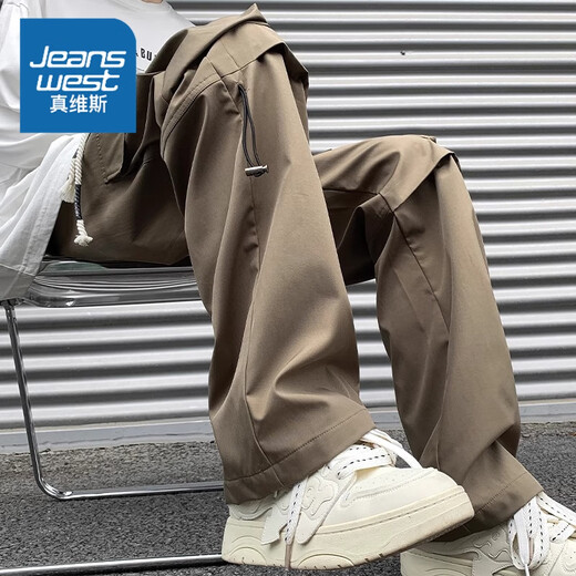 Jeanswest pants men's autumn and winter outdoor velvet thickening assault overalls loose straight casual windproof paratrooper trousers 729 black XL