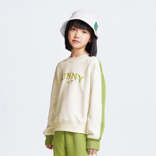 安奈儿（Annil）童装女童圆领长袖卫衣2025春新款 奶糖白 170