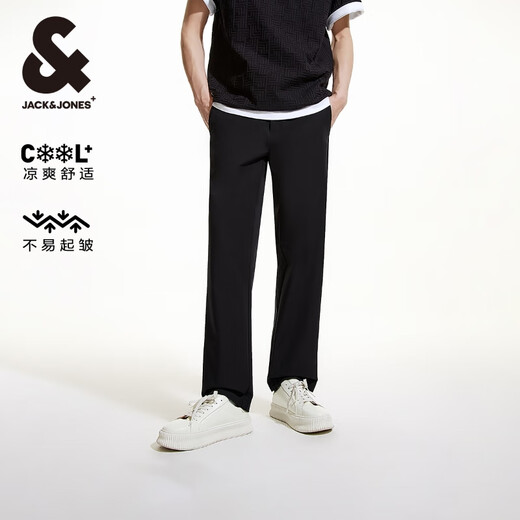 Jack Jones (JACK/JONES) 25-year men's pants men's spring and summer anti-wrinkle business casual pants cool straight men's pants micro-elastic cloud-sensing zero-pressure pants 020 black 30 170