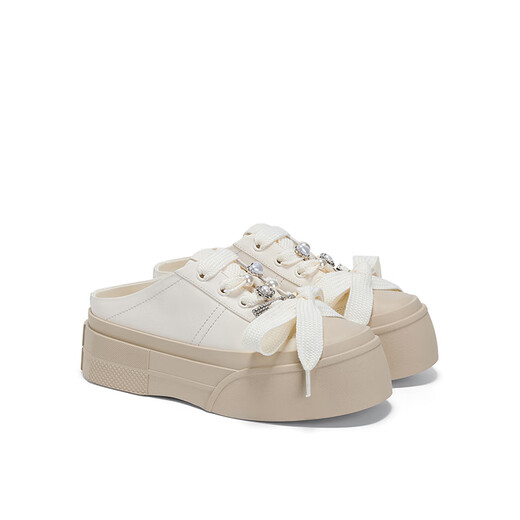 
GG-CC [Cloud Muffin] Spring new fashionable thick-soled half-scroll shoes one-foot casual shoes for women G25U9717 off-white 37