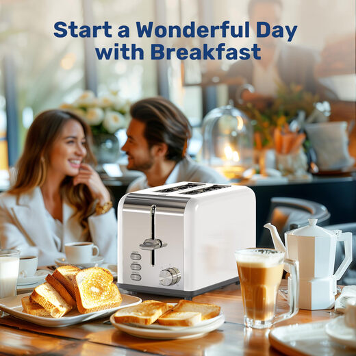 YSSOA 2-slice multifunctional toaster, 6-level adjustment, 3.8cm wide slot, transformer required, white, 1.5 inch-