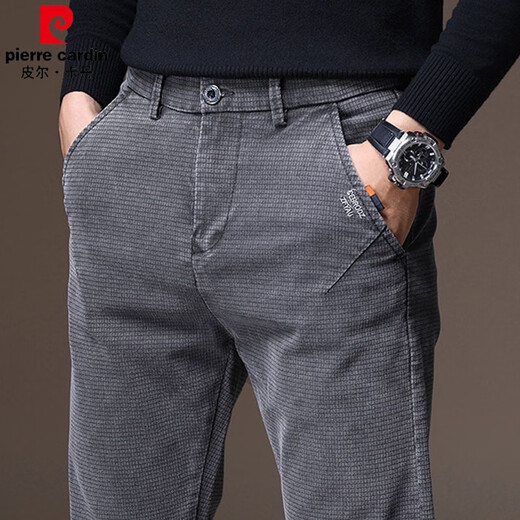 皮尔卡丹（pierre cardin）2025新款男士裤子男秋季潮流百搭休闲裤男修身直筒春秋男士长裤子 X653黑灰-弹力 32 码