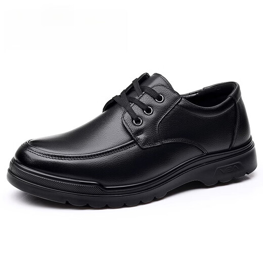 Région occidentale Chaussures de camel Père Spring Men's Cuir Top Layer Cowhide Casual Business Vêtements Papa d'âge moyen Light Soft Sole Cuir Chaussures LT6627 Four Seasons Black 38