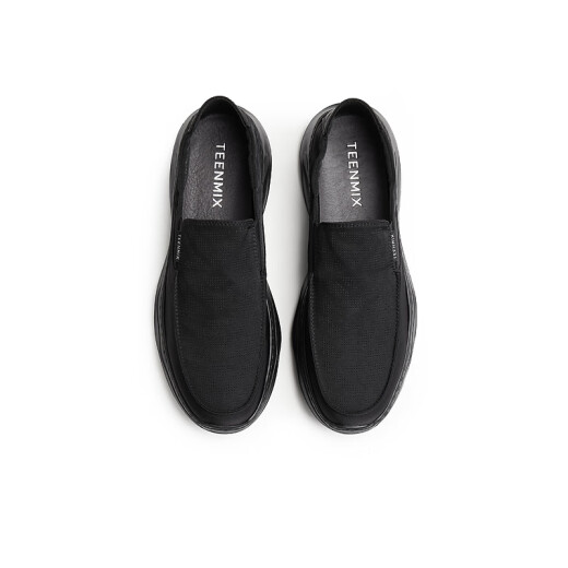 Tianmeiyi Schuhe Herrenschuhe Mall gleich bequemer fauler Leinwandschuhe Einbeinige Herren-Stoffschuhe 2025 Sommer Schwarz 40