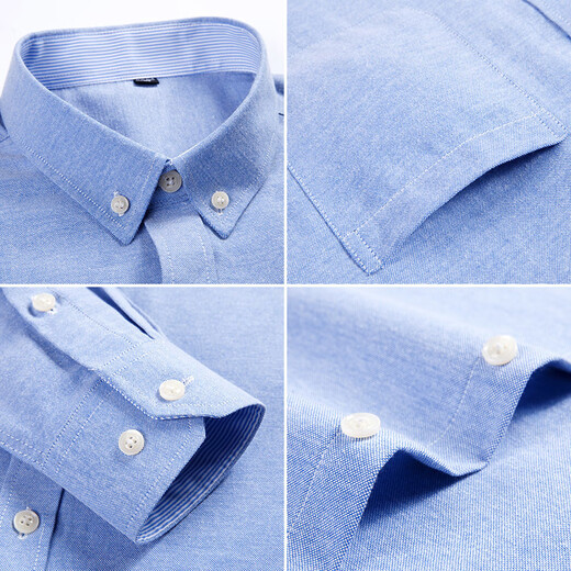 Puya Huaxia Oxford Spinning Herren Short Sleeve Shirt Business Casual Koreanischer Stil mittlerer und junger schlanker weißer Zentimeter-Hemd-Kleidung Student Dizhu* Mote Short Sleeve* Blue 9909 M 38 (165)