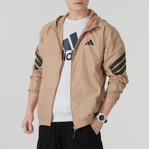 阿迪达斯 （adidas）男装运动套装 25新款梭织连帽夹克外套内搭T恤宽松长裤 三件套 三件套/休闲简约时尚 S/175【建议体重110-120斤】