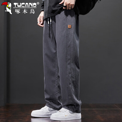 Woodpecker (TUCANO) casual pants men's straight loose pants men's autumn and winter sports trendy overalls trousers men's gray XL
