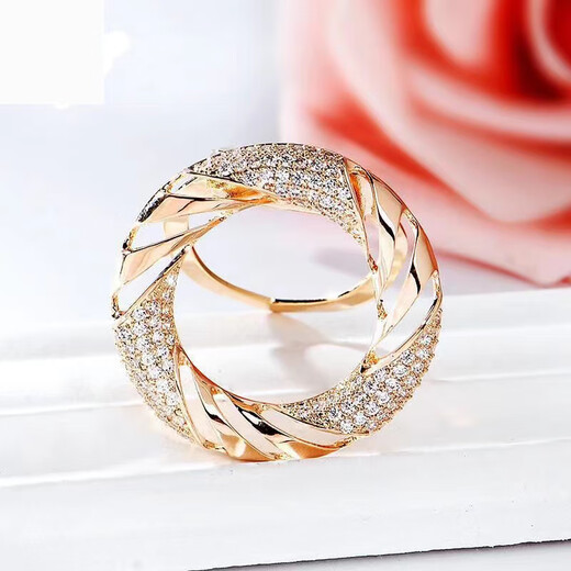 WOUG gold store autumn and winter fashion silk scarf buckle brooch dual-purpose non-fading shawl buckle women's versatile T-shirt corner khaki circle gold