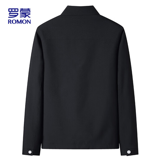 罗蒙（ROMON）外套男士春秋季商务休闲翻领上衣时尚干部行政夹克男装MK73黑色3X