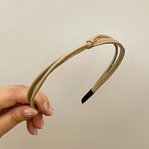 Tang Funi's hairbands for short hair, women's fine leather hairpins, Maillard hairpins, women's non-slip face wash headbands, new knotted ultra-fine leather hairbands, Tangerine Coffee