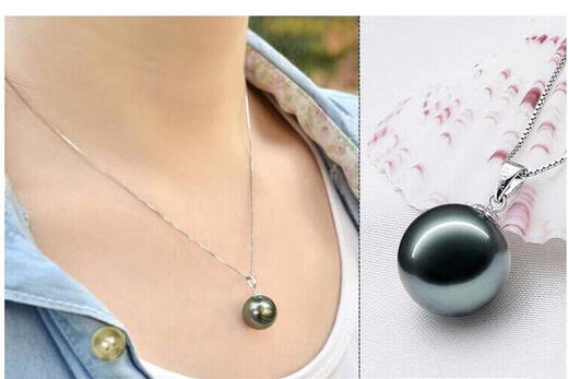 Shumo S925 sterling silver natural seawater mother-of-pearl round pearl pendant women's pearl necklace Korean version white 12 mm with chain