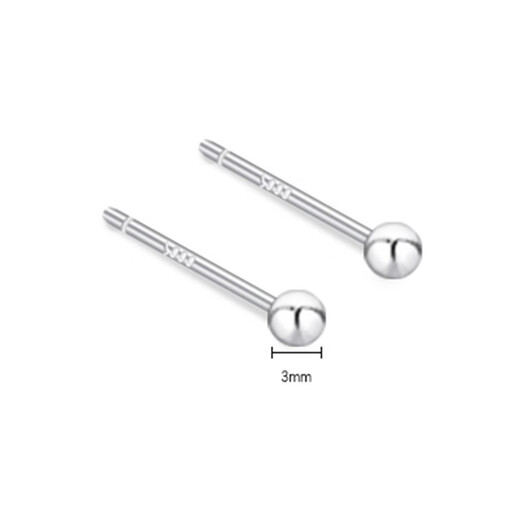 Jiuweiya S999 pure silver earrings for women, ear piercing, simple and compact ear needles, anti-blocking needles, ear sticks, no need to take them off when sleeping, S999 pure silver ball earrings, gift box 3MM