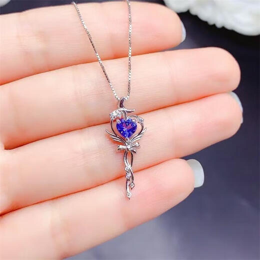 Fujiu natural tanzanite magic wand pendant for women 925 silver inlaid with sapphire scepter niche design clavicle necklace gift