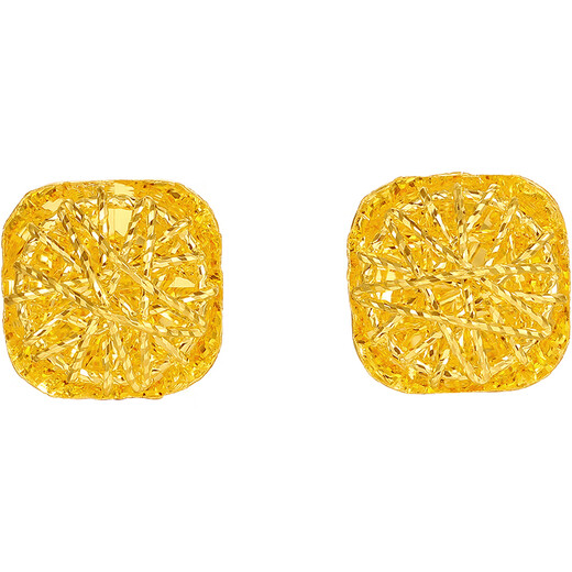 Zhou Sai Fu burst of flashing sugar cube gold earrings earrings for girls’ birthday gifts A0913173 one pair about 2.11g
