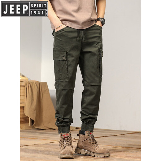 JEEP SPIRIT吉普休闲裤男士春秋季新款工装裤耐磨直筒裤束脚口男装迷彩多袋裤 677 灰色(迷彩) 建议体重110斤-120斤穿 29