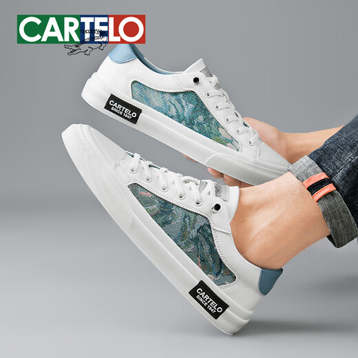Cartelo-Schuhe Herren-Low-Top-leichte Luxus-Sportbrettschuhe Herren-Trendy und All-Match-Freizeitschuhe Herren Sommerschuhe Herrenschuhe Eis Blue-Fashion Trendy-7374 41 Standard Sportschuhe Größe