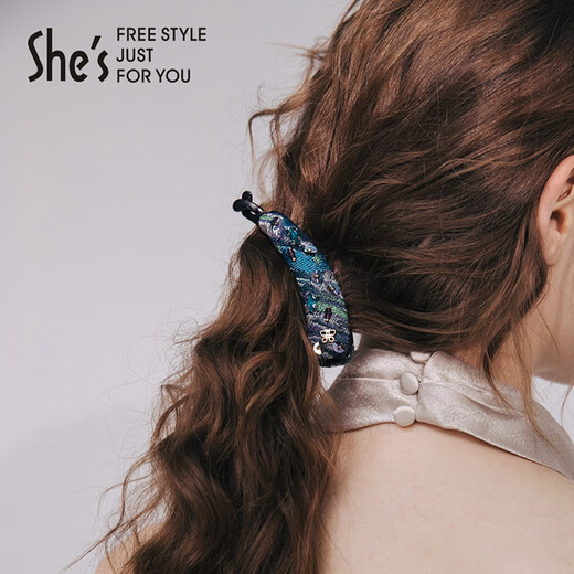 She s Akiko modern sequins contrasting color jacquard handmade beading banana clip ponytail vertical clip birthday gift for girlfriend