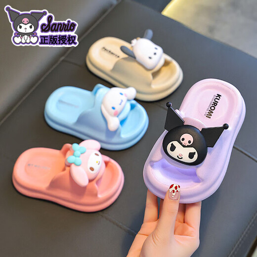 Children's Sandals Sanrio Girls Summer Cartoon Cute Non-Slip Indoor Bath Soft Soled Parent-Child Kuromi Slippers Pink Hello Kitty (Upgraded Eco-Friendly Material) 12 Size 36/37 (Suitable for 35/36 Feet)