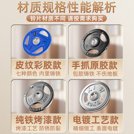 Kangsite (KANGSITE) barbell plate with large holes, hand-grip bag, film, weightlifting equipment, PU environmentally friendly home deadlift, bench press, gym dumbbell plate, painted hand-grabbed barbell plate (large hole) 1.25KG, two pieces