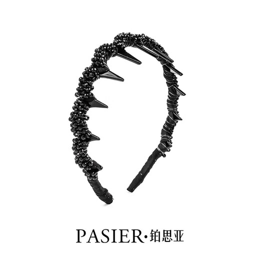 Persia Gray style headband for women, fashionable light luxury temperament hair press headband new style small fragrant style hand-beaded hair bundle headband black