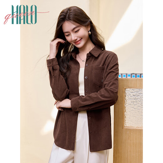 Halo Queen thick corduroy shirt women's wilderness Maillard spring and autumn new comfortable versatile shirt H144C3002