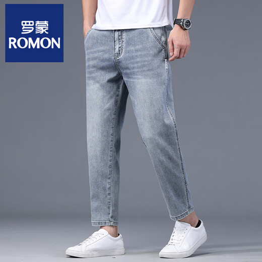 Lomon Straight Jeans Men's Summer mince pantalon recadré américain American Tendy Teen beau cône Pantal