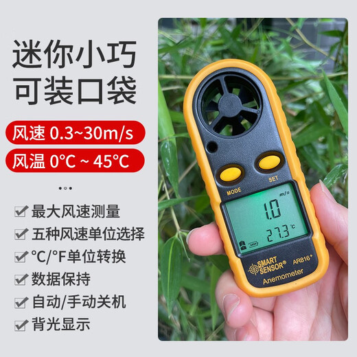 风速仪手持式高精度测风仪风速计风量测试仪风速测量仪热敏式 (气象仪)ST9866(官方标配)