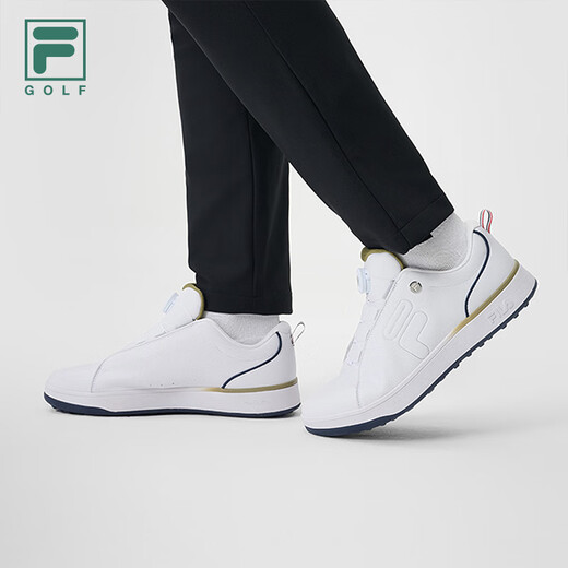 FILA Xu Long's official GF 1911 golf shoes men's soft spike shoes BOA comprehensive training shoes Fila white/herbal green-WD 41