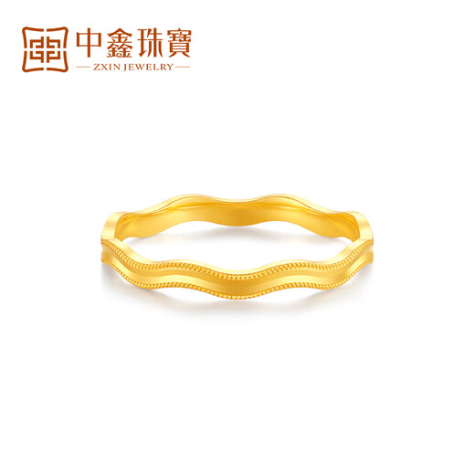 Zhongxin Jewelry Wave Gold Ring Mirror High Gloss 5G Craftsmanship 999 Pure Gold Ring Ring Jewelry Women's Holiday Gift 2.36g (No. 11)