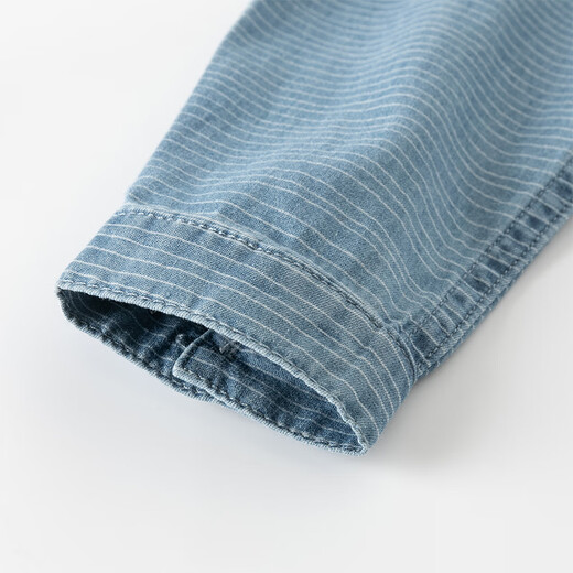 DAVE&BELLA boys spring denim shirt pure cotton baby boy shirt new casual children's clothes children's top denim blue ready stock 110 cm (recommended height 100-110cm)