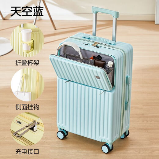 Känguru Multifunktionaler Koffer Vorderer Öffnung großer Kapazität Koffer der Universal Wheely Case Case Student Sturdy und Haltlable Koffer Premium Black [vordere Öffnung + Multifunktion] 20-Zoll [kann für kurze Distanz gebrannt werden]