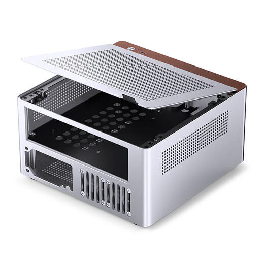 JONSBO N10 silver ITX mini desktop chassis (3.3mm aluminum alloy shell/North American black walnut/ITX version/4.5L volume/1U FLEX power supply)