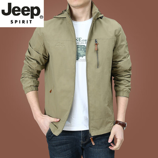 JEEP SPIRIT冲锋上衣外套男春秋男款户外美式防风防水风衣男装男士秋装运动夹 深蓝9898 加-绒款 M