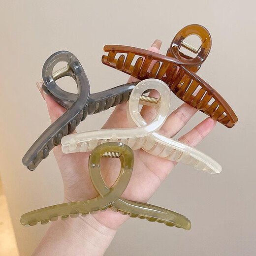 Lika Shi Large Hair Clip Shark Clip Acrylic Hair Ornament Temperament Bangs Hair Clip Back of Head Hair Clip Hair Ornament Jelly Coffee 11CM