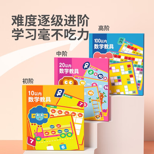 福孩儿数学启蒙蒙氏教具幼儿园大班玩具算术数字分解方阵磁力十格阵 初阶3合1加厚款单双数/十格阵/