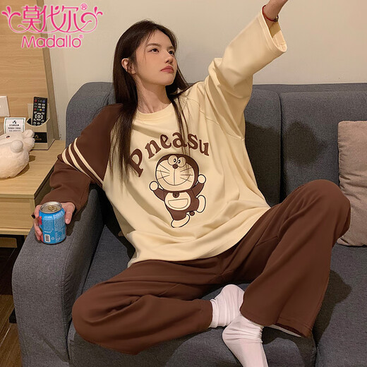 Modal Frühlings- und Herbst-Pyjamas für Frauen neue langärmelige runde Hals niedliche Cartoon Ins Style Schlafsaal süßer lässiger Heimkleidung Set 16802-Snoopy XL [Vorgeschlagen 120-140jin [Jin gleich 0,5 kg]]