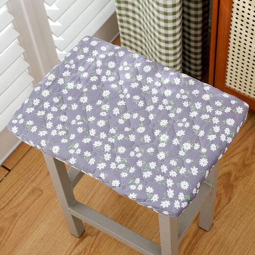 Rectangular bench, small square stool cushion, stool cover, dressing table stool cover, student cushion chair cover, small flower cloth (pink flower) double layer quilted, suitable for all seasons, suitable for stool covers with a stool surface of 24*34 cm