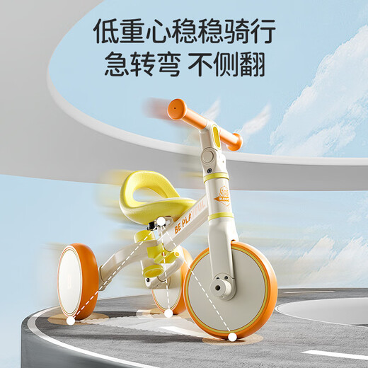 乐的（Luddy）小黄鸭儿童平衡车1-3-6岁滑步车婴儿学步车多功能三轮车周岁礼物 小黄鸭 【升级带推杆】1车6用