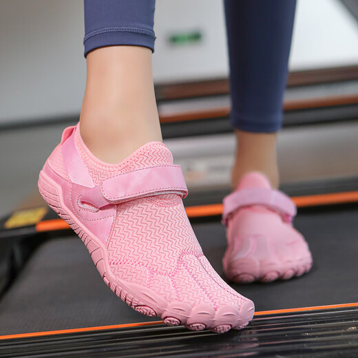 McCannon Indoor Fitness Shoes Women's Shock Absorbing Silent Rope Jumping Shoes Squat Deadlift Training Shoes Men's Soft Soled Yoga Pilates Shoes Pink 36