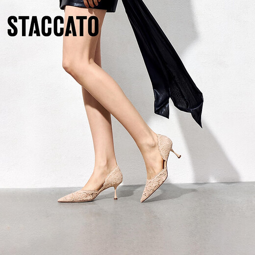Sijiatu [тот же стиль, что и Yang Mi] 2025 New Burano Lace Island High High High High Heald Swed Swed Shoes Single Sandal