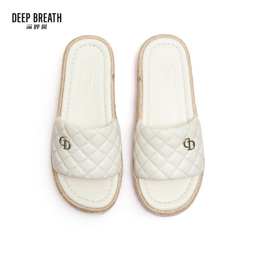 Deep Atem Tief Atem Frauenschuhe französische High-End-Diamant kleiner Geschmackstil Dicker Sohle Sandalenschuppen Frauen Ax14105 Weiß 38
