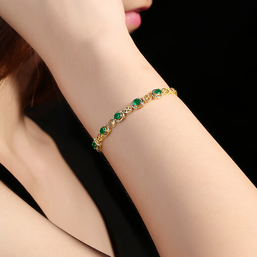 COASZE 0.82 carat emerald gemstone bracelet 18K gold diamond inlaid colorful treasure for women emerald gemstone bracelet
