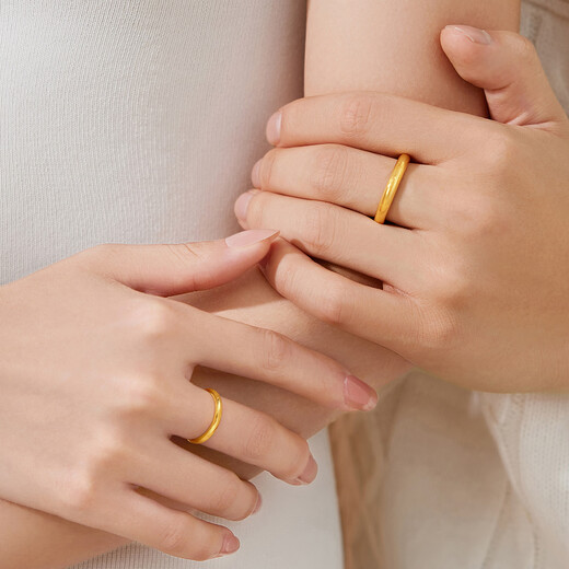 Lukfook Jewelry Gold Ring Solid Loach Back Pure Gold Couple Ring Price F63G0004DS No. 14 - About 6.6 grams