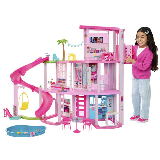 【8成新】芭比（Barbie）过家家玩具城堡别墅儿童玩具生日送礼礼盒-芭比梦想豪宅乐园HMX10 
