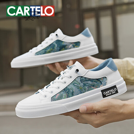 Cartelo-Schuhe Herren-Low-Top-leichte Luxus-Sportbrettschuhe Herren-Trendy und All-Match-Freizeitschuhe Herren Sommerschuhe Herrenschuhe Eis Blue-Fashion Trendy-7374 41 Standard Sportschuhe Größe