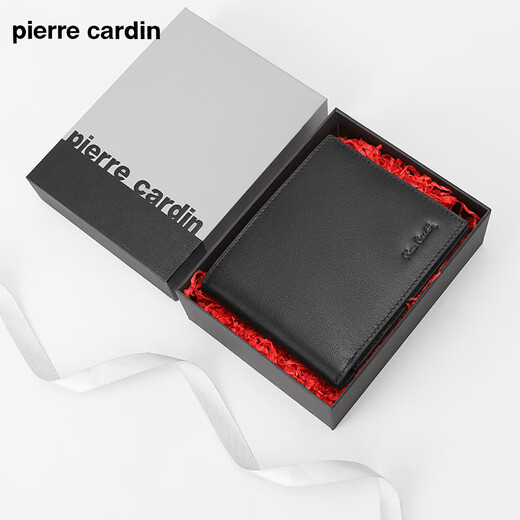 
Pier Cardin men's wallet short multi-purpose ticket clip wallet horizontal wallet Father's Day gift for dad men's gift black