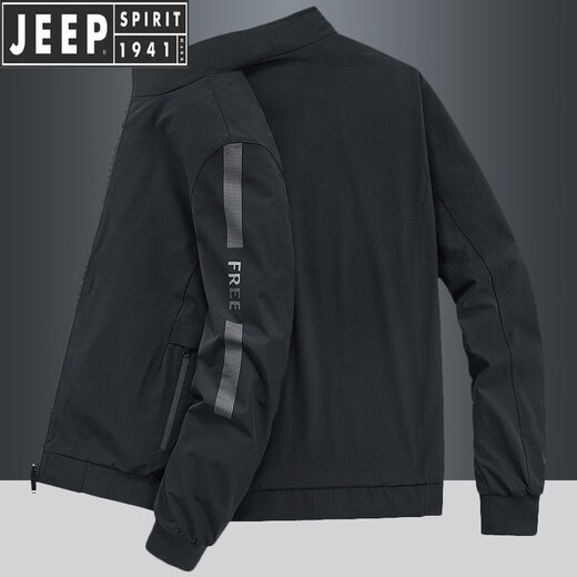 JEEP SPIRIT Jeep 2025 Spring New Double-Side Jacket Men's Stand Collar High-end Business Casual Men's Spring and Autumn Jacket Trend Spring and Autumn Double-Side Wear (6626-Dark Gray) XL