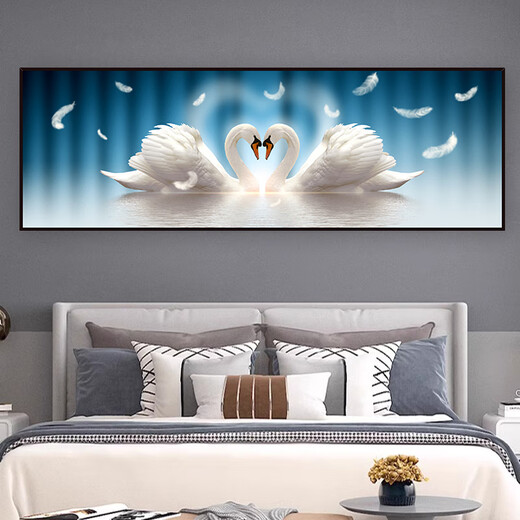 CLCEY bedside painting master bedroom without punching self-adhesive wall painting living room sofa background wall decoration painting mural sticker hanging painting home and wealth TH-1391 comes with adhesive backing number 1 width 90cm X height 30cm