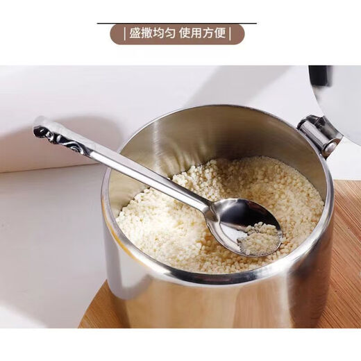 Stainless steel flip lid with handle chili jar seasoning jar household seasoning box with spoon MSG jar salt shaker with lid large 9.5cm chili jar 1 pack